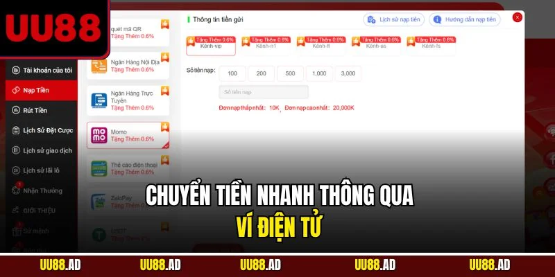 Chuyển tiền nhanh thông qua ví điện tử