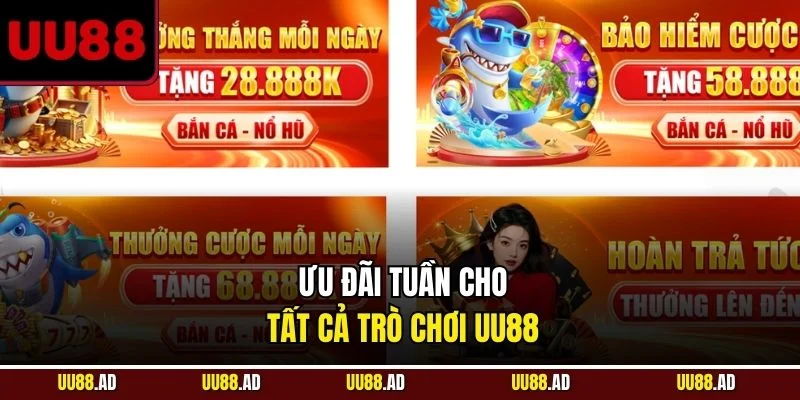 Ưu đãi tuần cho tất cả trò chơi UU88